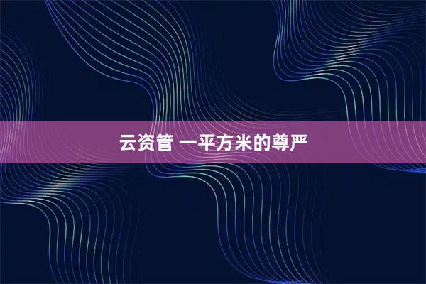 云资管 一平方米的尊严