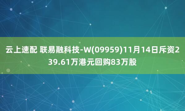 云上速配 联易融科技-W(09959)11月14日斥资239.61万港元回购83万股